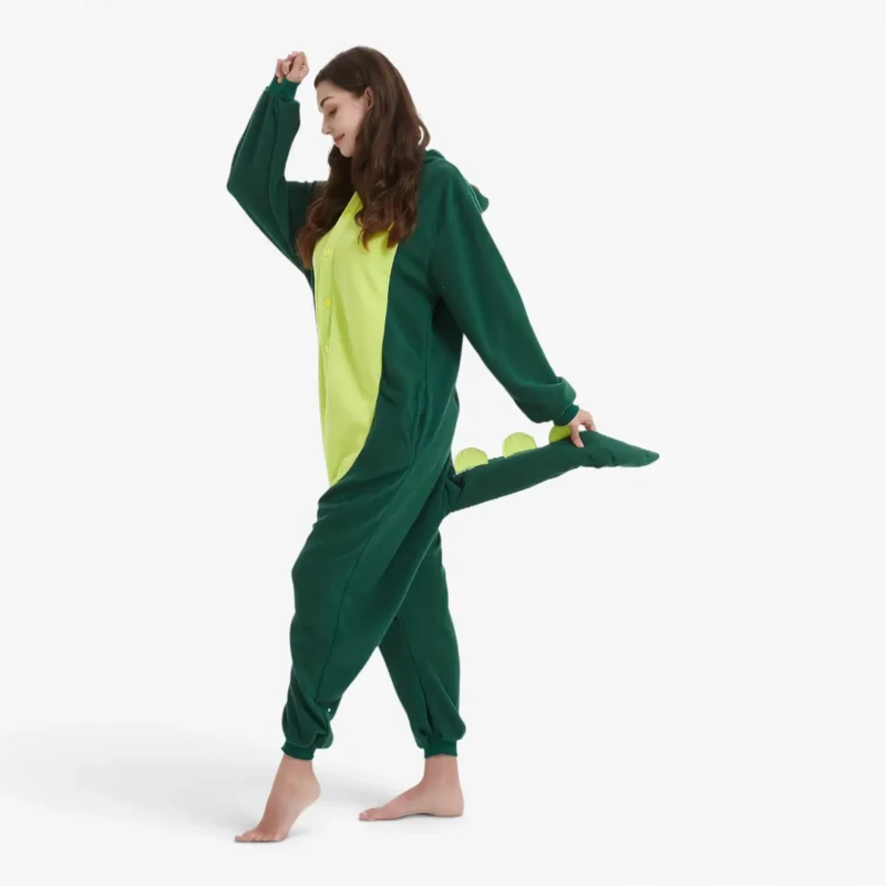 green dino onesie
