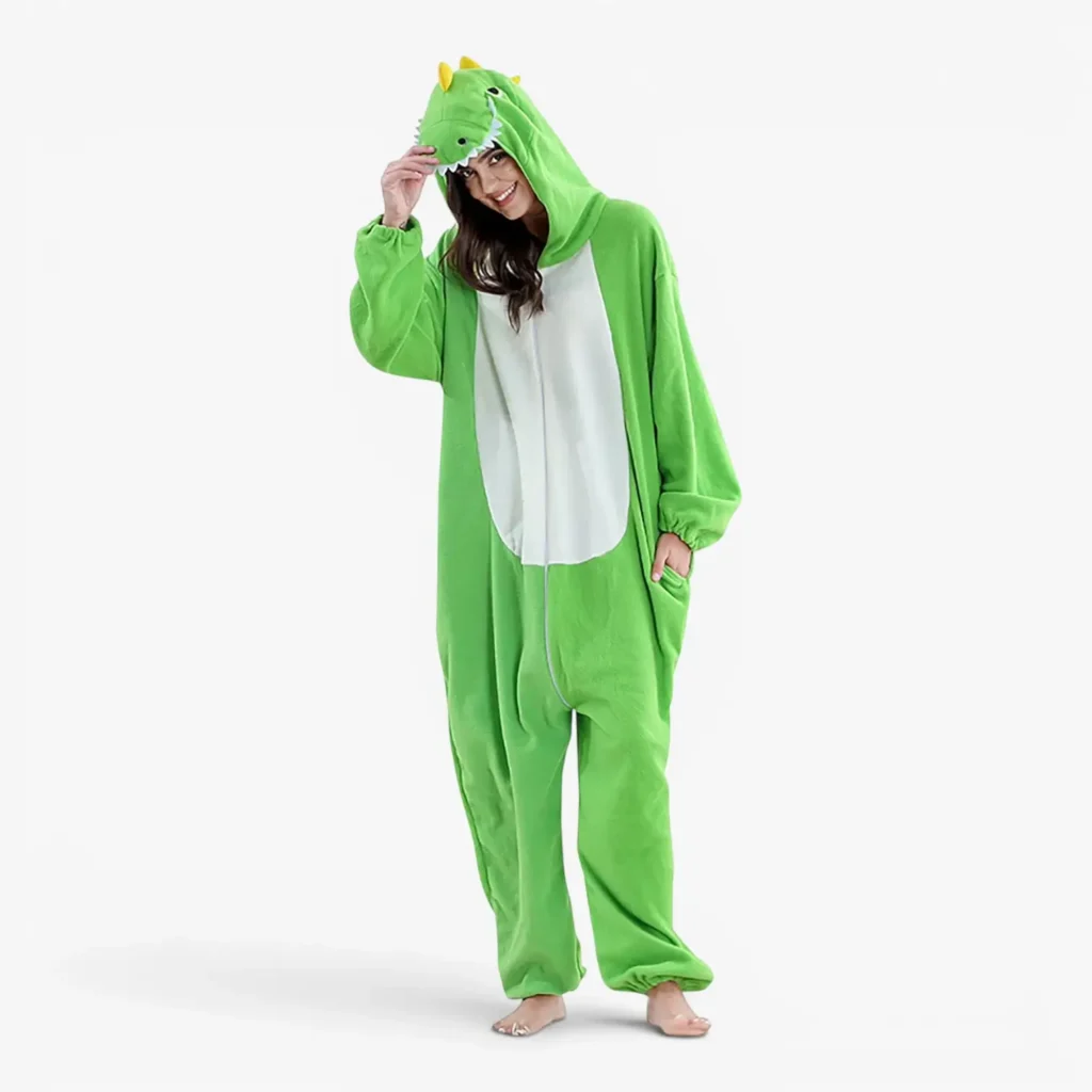 light green dino onesie