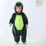 dark green dinosaur baby onesie