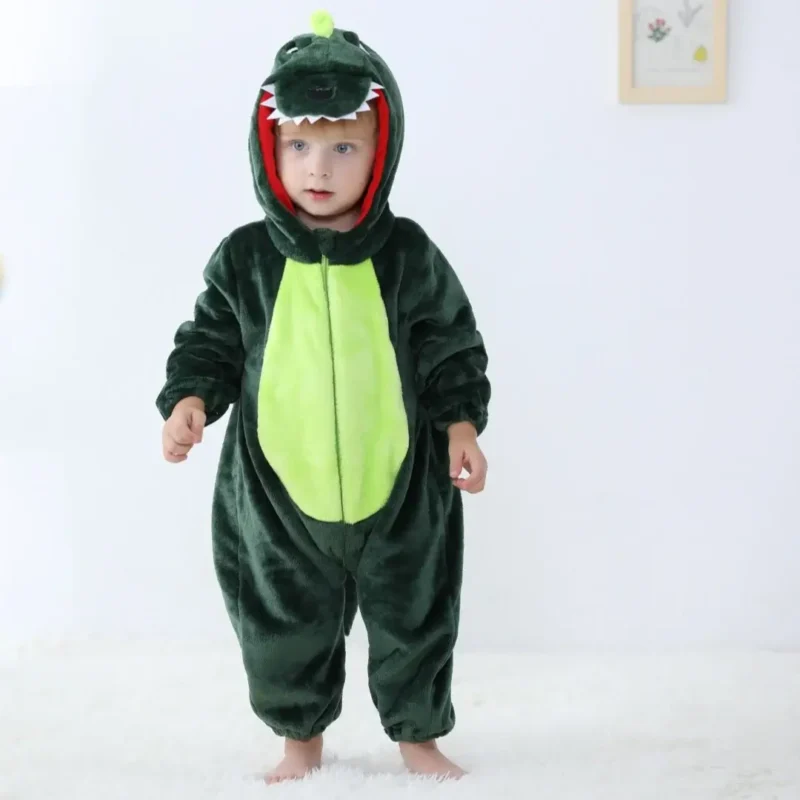 dark green dinosaur baby onesie