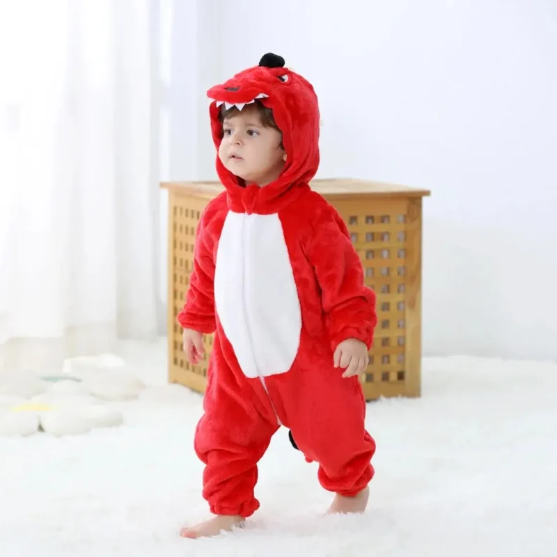 red dinosaur baby onesie